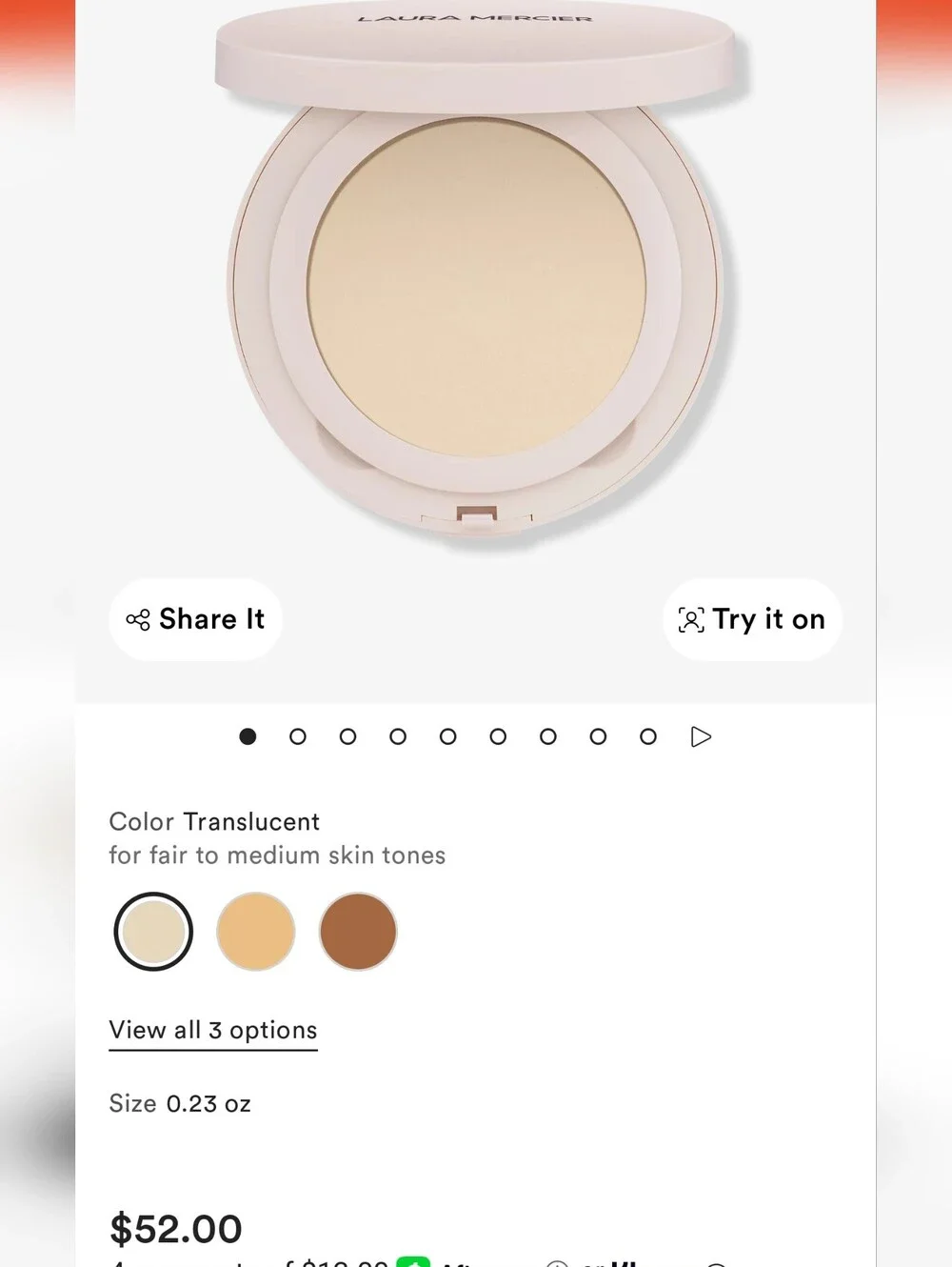 laura mercier Translucent Pressed Setting Powder — Cream Shade
